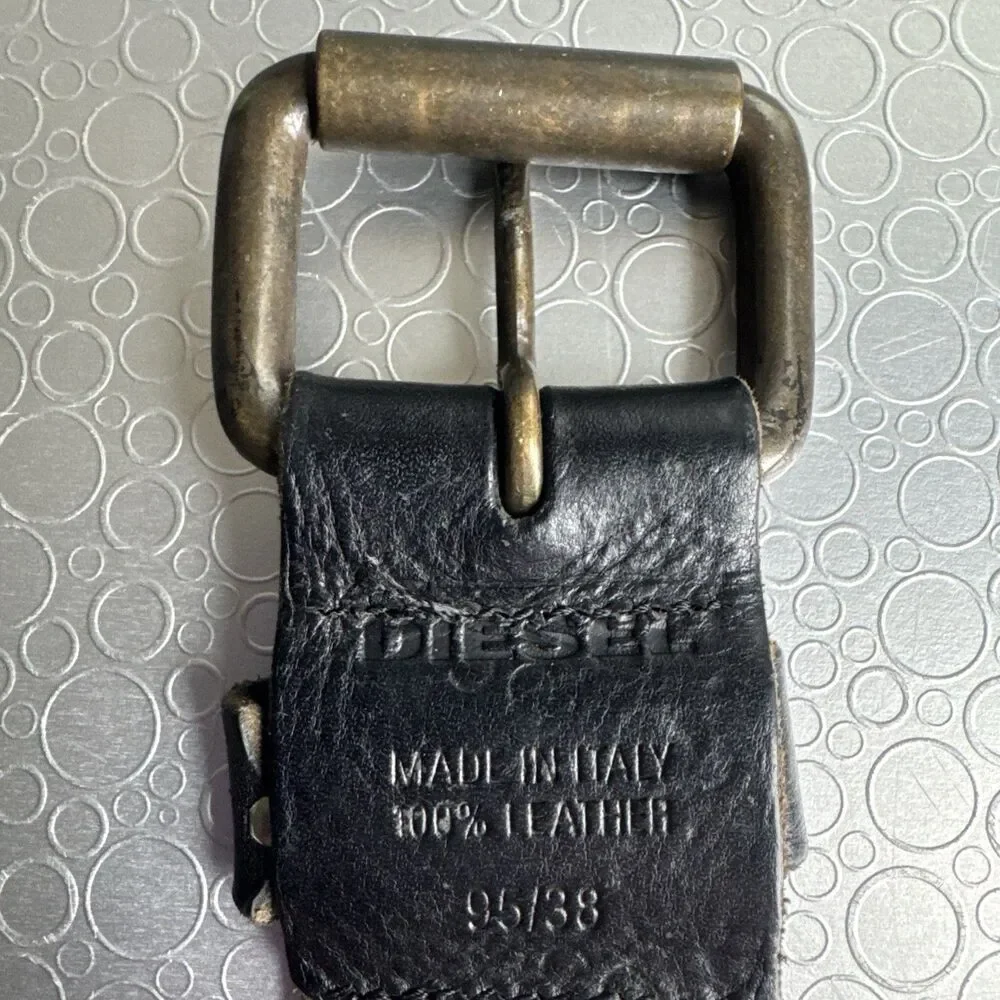 VTG Rare Diesel For Successful Living Studded Leather Belt Italy - Size 95 38
